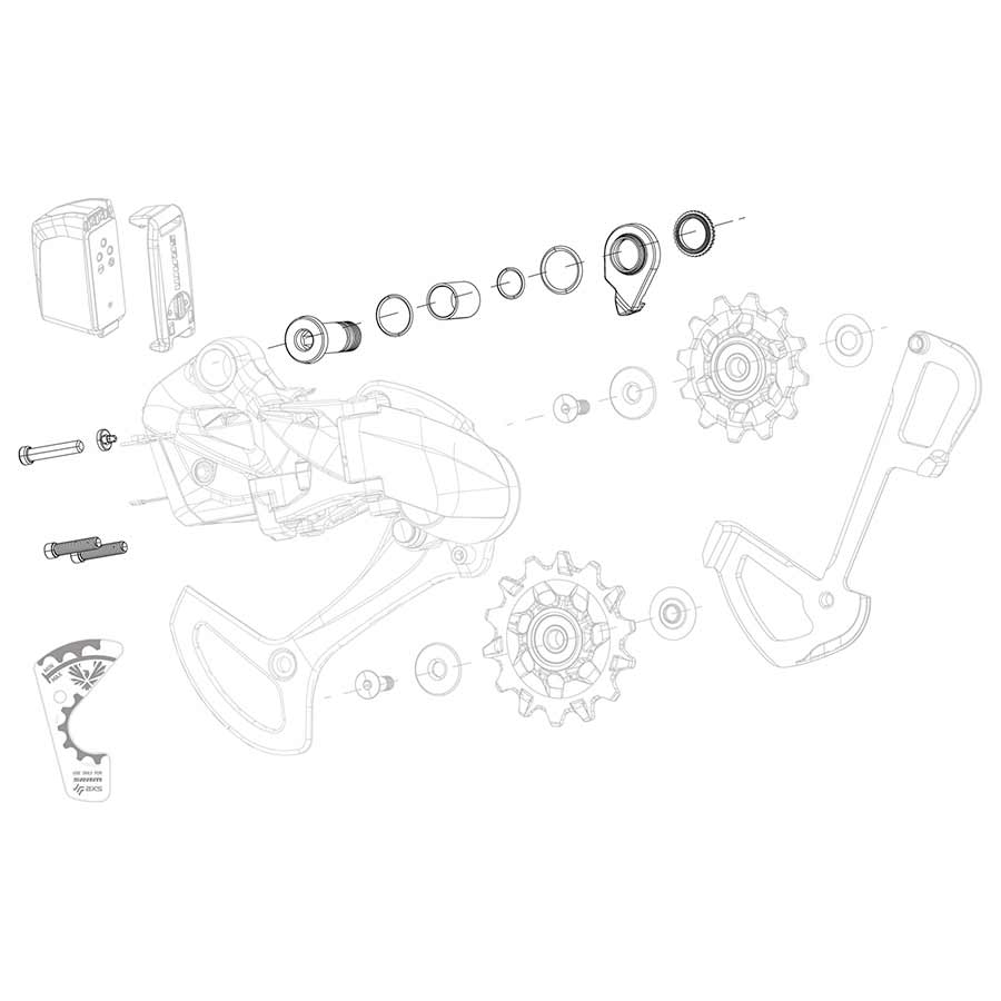 270841-01::0::270841-01::SRAM, XX1 Eagle AXS Ensemble de pivot B, Vis de pivot B/rondelles, Vis B et vis de butées, Kit