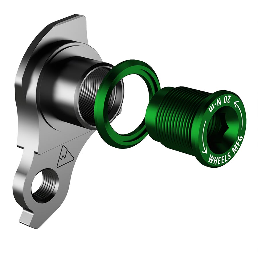 270957-08::1::270957-08::Wheels Manufacturing, DROPOUT-404-02 UDH, Patte de dérailleur, Vert