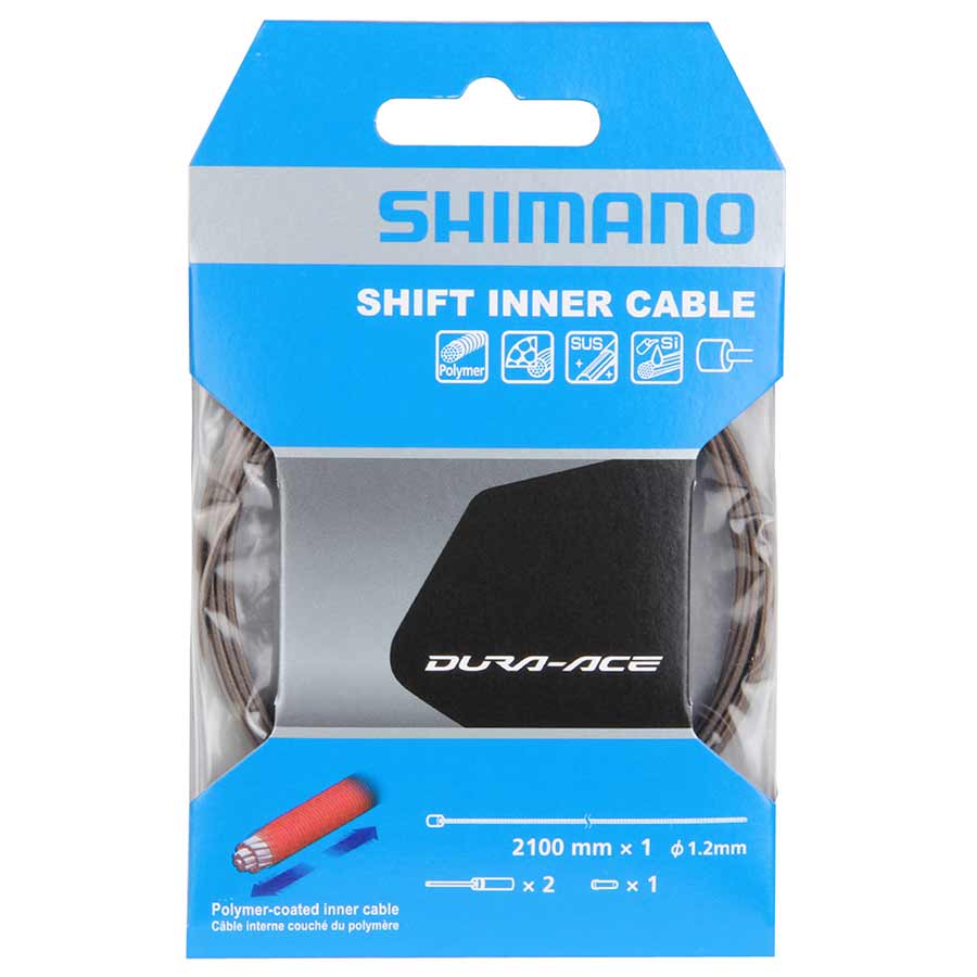280105-03::0::280105-03::Shimano, Câble de dérailleur, Inox enduit de polymère, 1.2x2100mm, Route, Unité