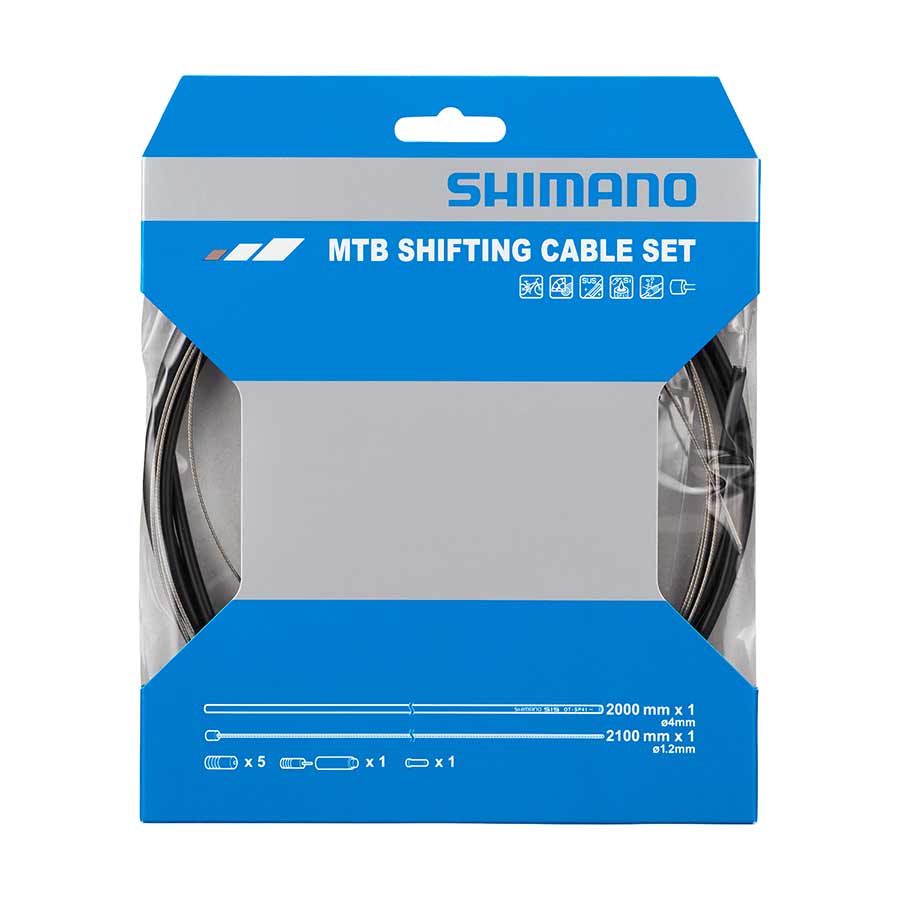 280183-01::1::280183-01::Shimano, Ensemble de Câbles de Vitesses pour VTT 1x, Acier inoxydable, 2000mm, Noir, Shimano/SRAM, Ensemble