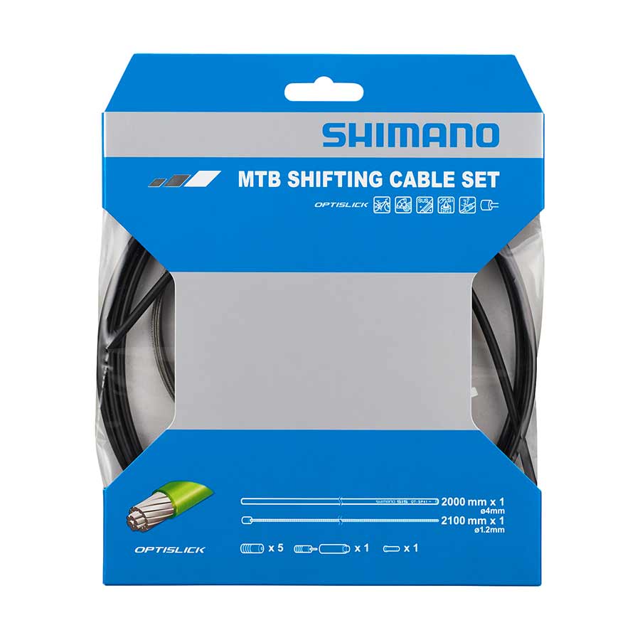 280183-02::1::280183-02::Shimano, Ensemble de Câbles de Vitesses pour VTT 1x, Optislick, 2000mm, Noir, Shimano/SRAM, Ensemble