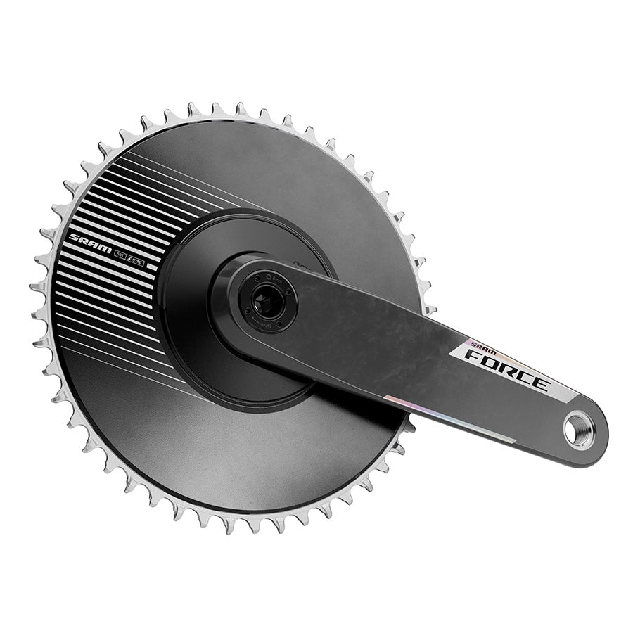 350915-02::1::350915-02::SRAM, Force 1x Aero E1, Pédalier, Vitesses: 12/13, Axe: 28.99mm, BCD: Direct Mount SRAM 8 Boulons, 50, DUB, 165mm, Noir, Route