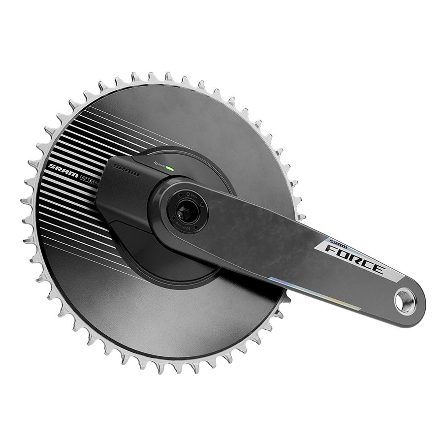 350920-05::1::350920-05::SRAM, Force 1x Aero Powermeter E1, Pédalier à capteur de puissance, Vitesses: 12/13, Axe: 28.99mm, BCD: Direct Mount SRAM 8 Boulons, 50, DUB, 175mm, Noir, Route