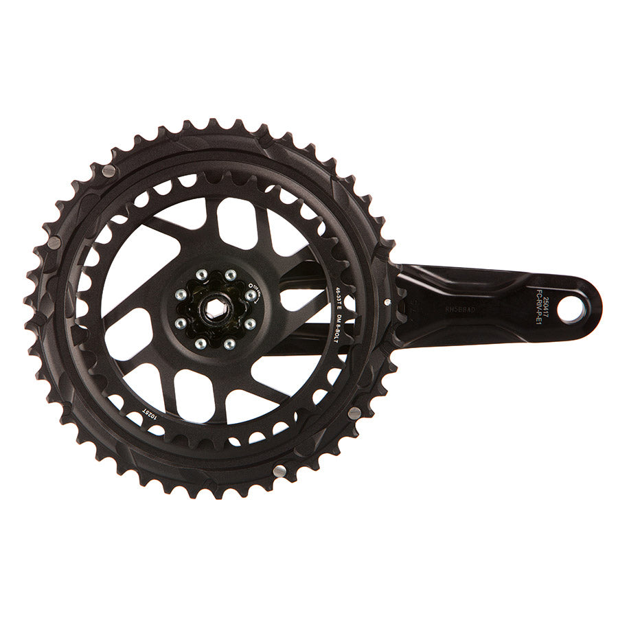 350923-06::1::350923-06::SRAM, Rival 2x Powermeter E1, Pédalier à capteur de puissance, Vitesses: 12, Axe: 28.99mm, BCD: Direct Mount SRAM 8 Boulons, 46/33, DUB, 160mm, Noir, Route