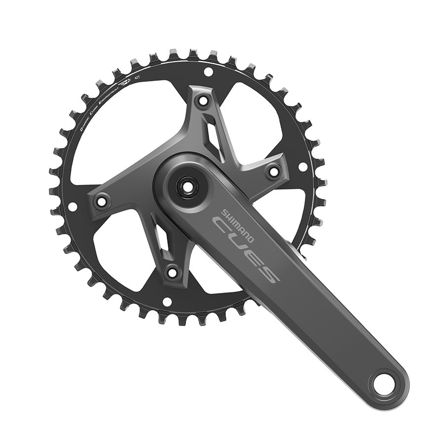 350941-03::0::350941-03::Shimano, CUES FC-U6000-1, Pédalier, Vitesses: 9/10/11, Axe: 24mm, BCD: 110, 42, Hollowtech II, 170mm, Noir, Boost, EFCU60001CXB2X
