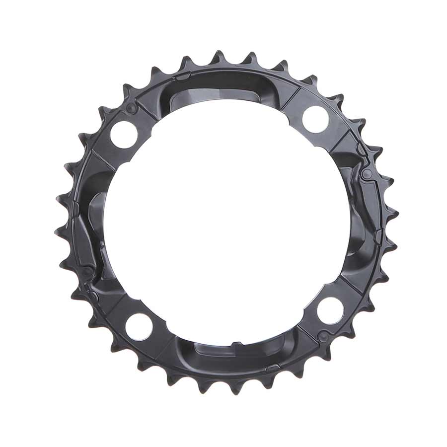 390481-01::0::390481-01::Shimano, Y1LD98080, 32D, 9vit., BCD: 104mm, 4 Boulons, Deore FC-M590, Plateau Centre, Pour 22/32/44, Acier, Noir