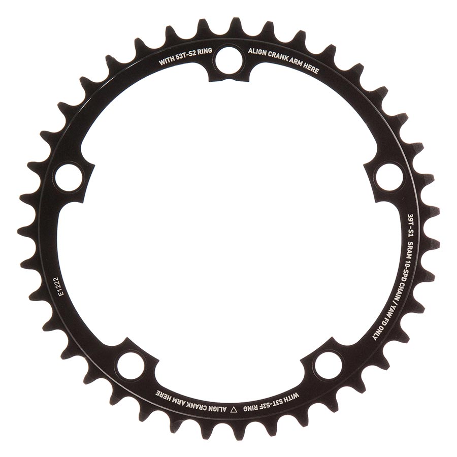390602-01::0::390602-01::SRAM, 39D, 10 vit., BCD 130mm, 5-Boulons, Red 2012, Plateau Intérieur, Pour 39/53, Aluminium, Noir, 11.6218.000.001