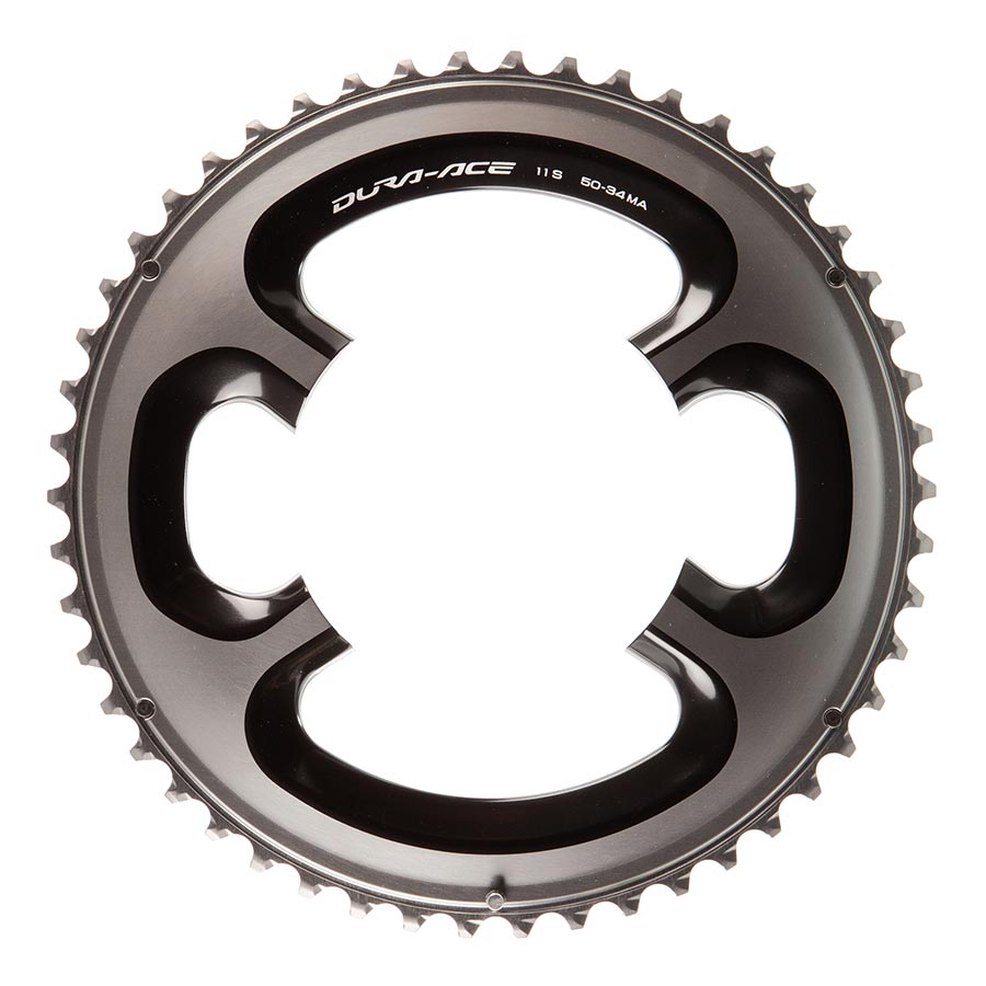 390618-01::1::390618-01::Shimano, Y1N298080, 50D, 11vit., BCD: 110mm, 4 Boulons, Dura Ace FC-9000, Plateau Extérieur, Pour MA pour 34D, Aluminium, Argent