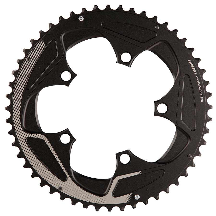 390661-01::0::390661-01::SRAM, 52D, 11vit, BCD: 110mm, 5 Boulons, Road X-Glide, Plateau Extérieur, Pour 36/52, Aluminium, Argent, 11.6218.016.000