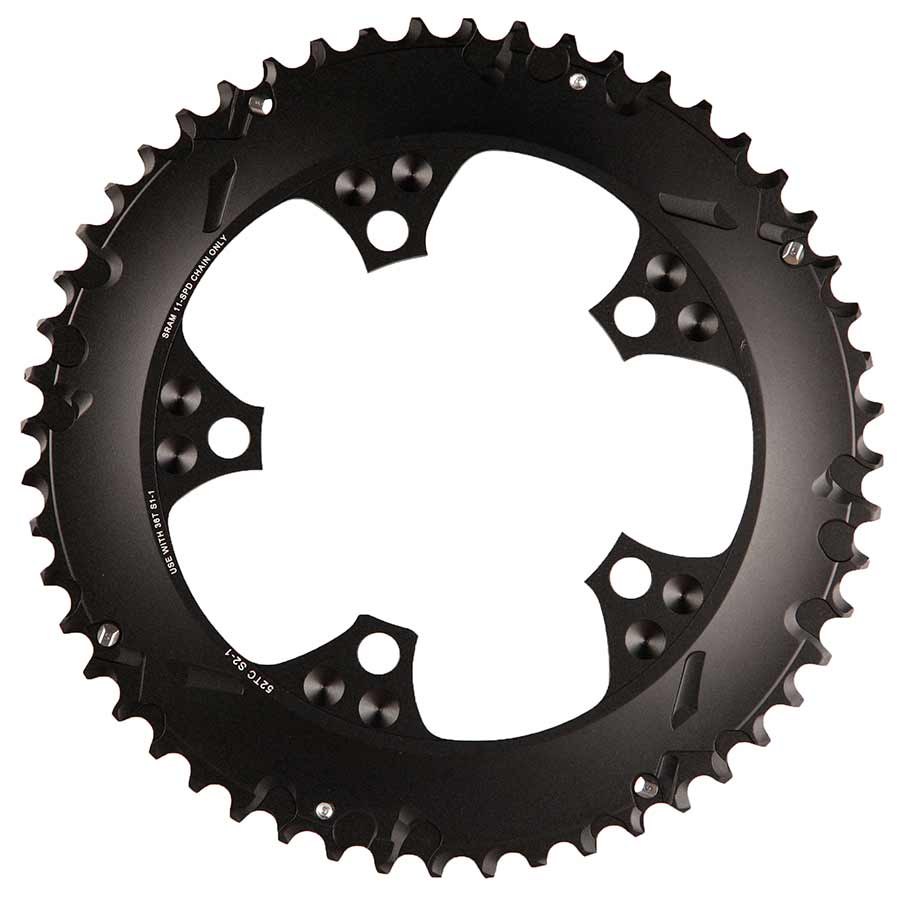 390661-01::1::390661-01::SRAM, 52D, 11vit, BCD: 110mm, 5 Boulons, Road X-Glide, Plateau Extérieur, Pour 36/52, Aluminium, Argent, 11.6218.016.000