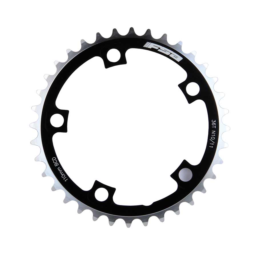 390664-01::0::390664-01::FSA, 36D, 10/11vit., BCD: 110mm, 5 Boulons, Pro Road, Plateau Inner, pour Road double, Aluminium, Noir, 371-0236A