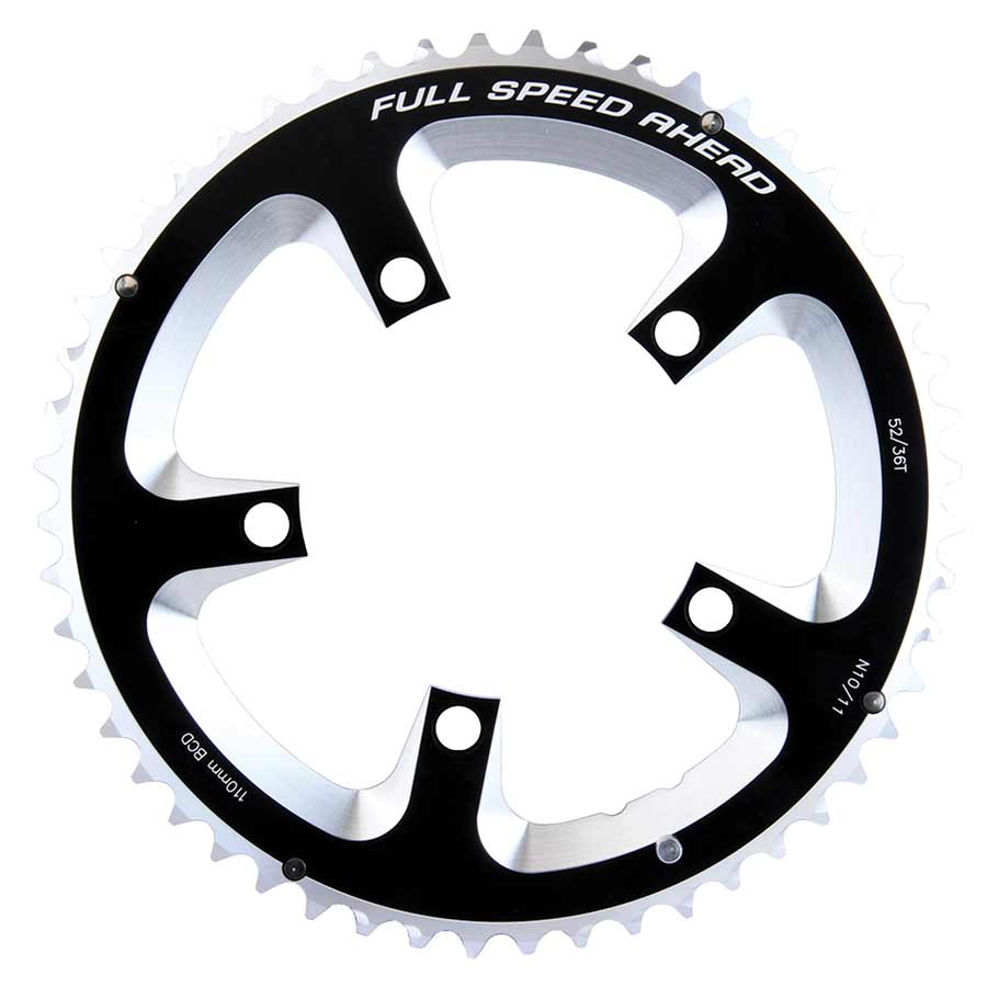 390668-01::0::390668-01::FSA, 52D, 10/11vit., BCD: 110mm, 5 Boulons, Super Road, Plateau Extérieur, pour Double, Aluminium, Noir, 371-0252A