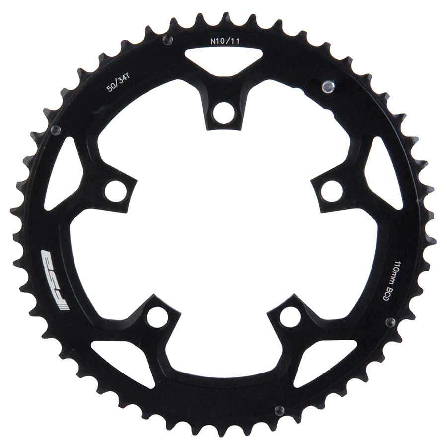 390672-01::0::390672-01::FSA, 46D, 10/11vit., BCD: 110mm, 5 Boulons, Pro Road, Plateau Extérieur, pour Double, Aluminium, Noir, 371-0246D