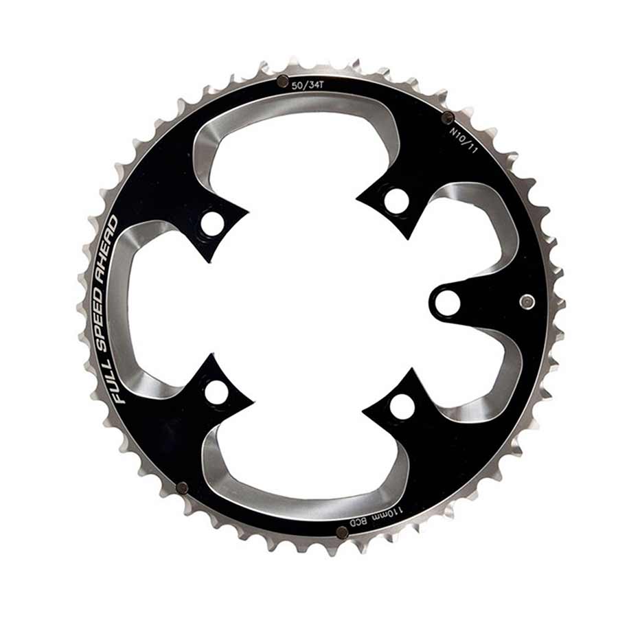 390693-01::0::390693-01::FSA, 371-0250, 50D, 11vit., BCD: 110mm, 5 Boulons, Super ABS Road, Plateau Extérieur, Pour Double, Aluminium, Noir