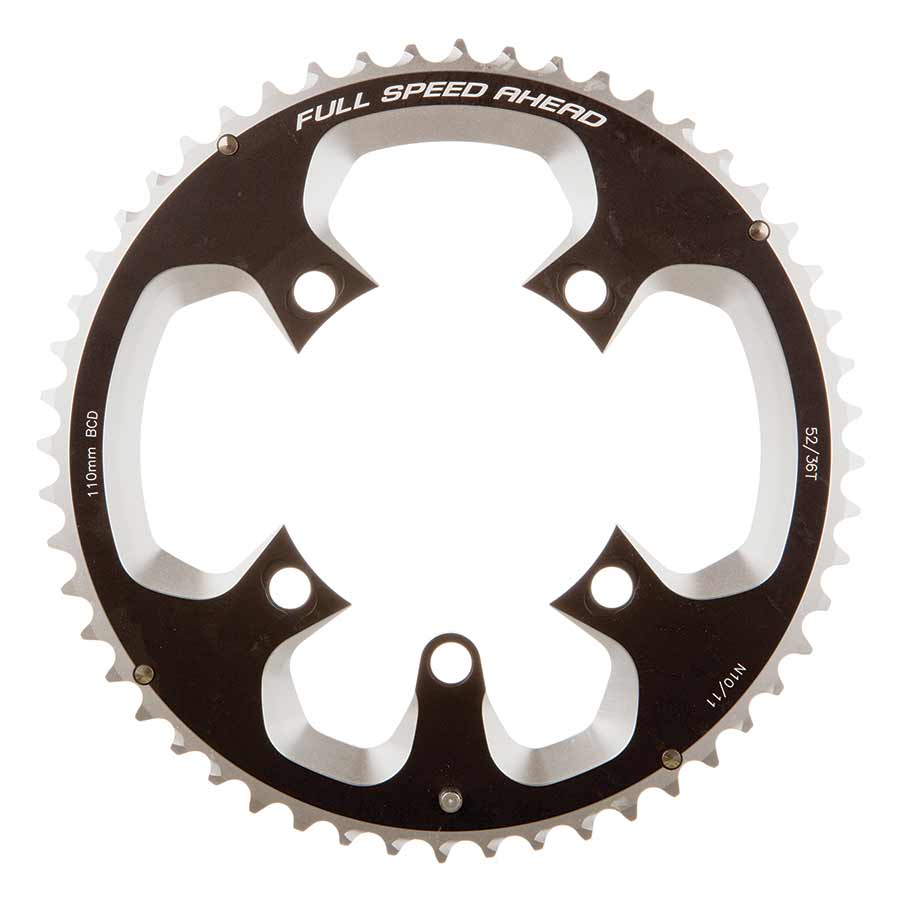 390694-01::0::390694-01::FSA, 371-0252, 52D, 11vit., BCD: 110mm, 5 Boulons, Super ABS Road, Plateau Extérieur, Pour Double, Aluminium, Noir