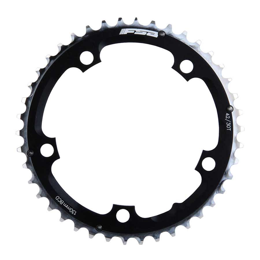 390724-01::0::390724-01::FSA, Pro Road Triple, 42D, 9vit., BCD: 130mm, 5 Boulons, Pro Road, Plateau Centre, Pour Shimano 9, Campagnolo 10, Aluminium, Noir