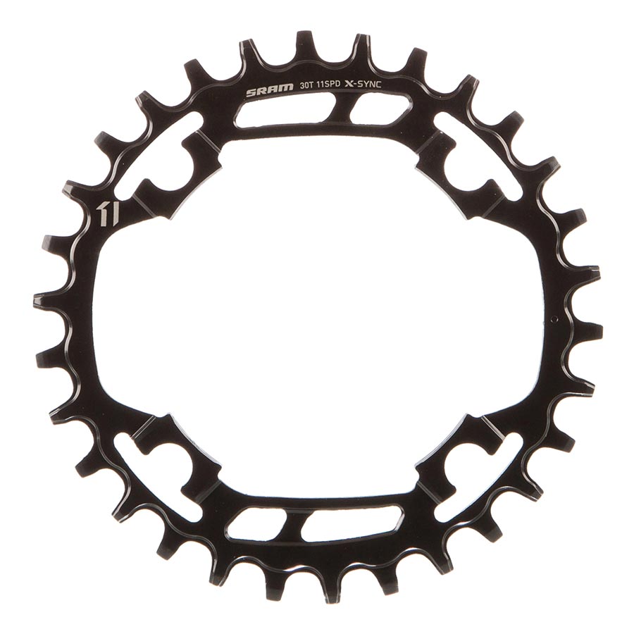 390725-01::1::390725-01::SRAM, X-Sync, 30D, 11vit., BCD: 94mm, 4 Boulons, Plateau Single, Acier, Noir
