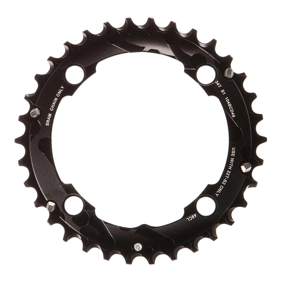 391060-01::0::391060-01::SRAM, Plateau 34D, 10vit, BCD: 104, Aluminum, Noir