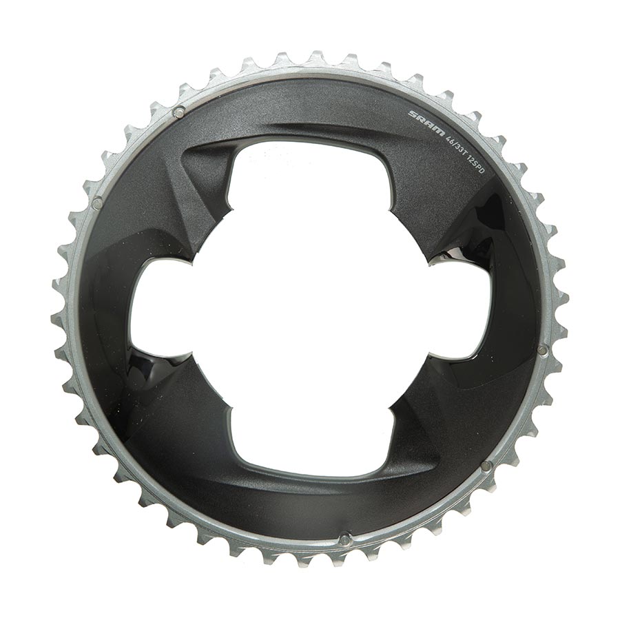 391088-03::0::391088-03::SRAM, Force AXS 2x, Plateau, Dents: 46, Vitesses: 12, BCD: 107, Boulons: 4, Extérieur, Aluminium, Gris