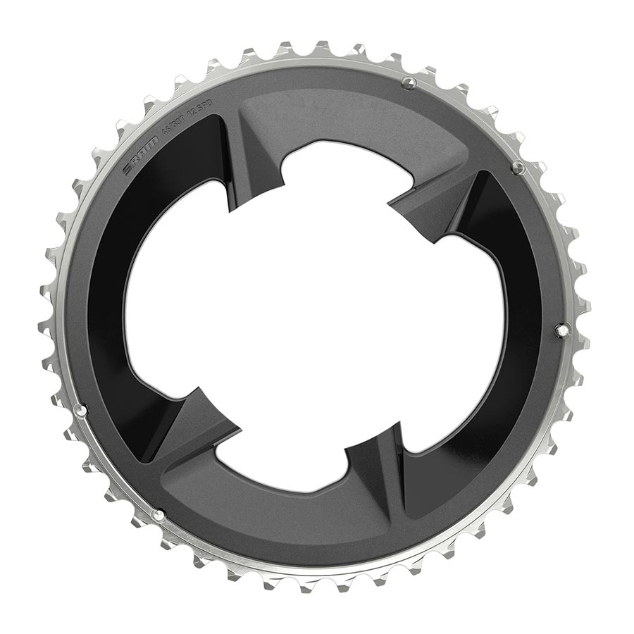 391137-03::0::391137-03::SRAM, Rival D1 2x 107mm, Plateau, Dents: 46, Vitesses: 12, BCD: 107mm, Boulons: 4, Aluminium, Noir