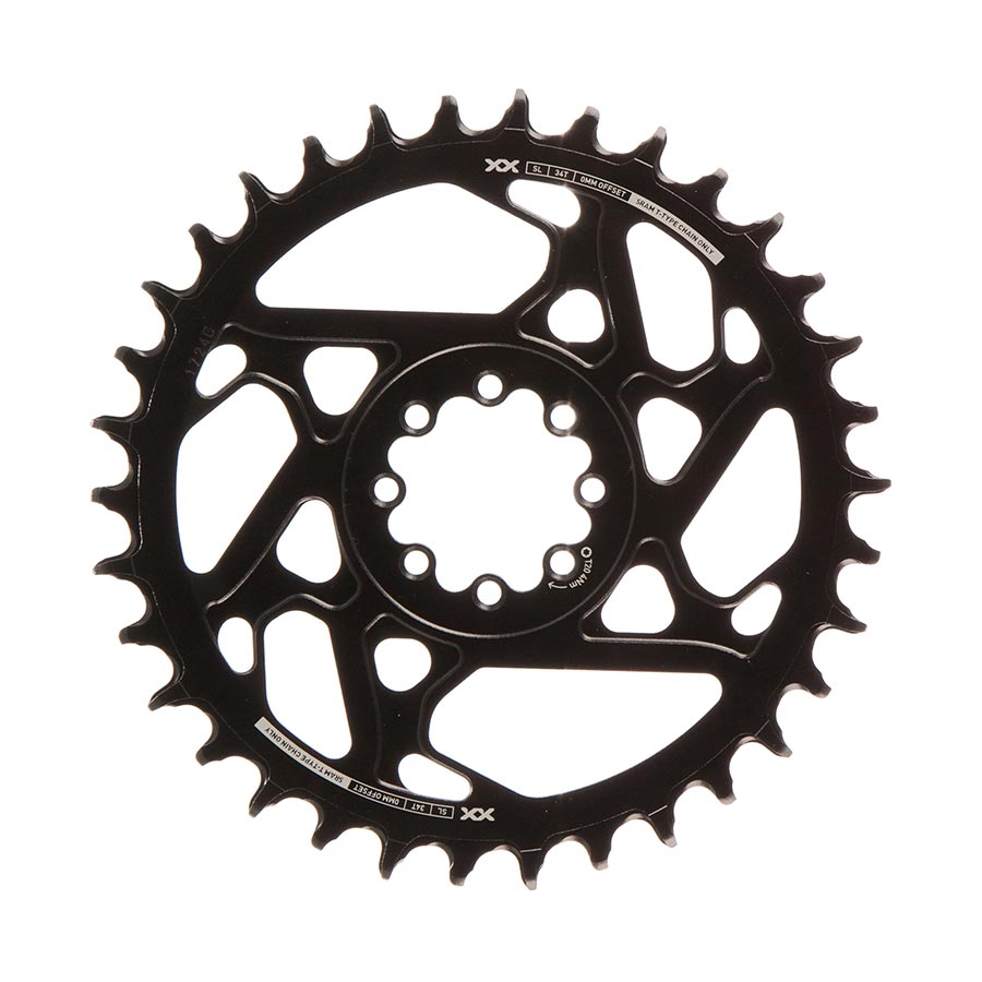 391154-02::1::391154-02::SRAM, Eagle T-Type DM XX SL 0mm Offset, Plateau, Dents: 34, Vitesses: 12, BCD: Direct Mount, Aluminium, Noir