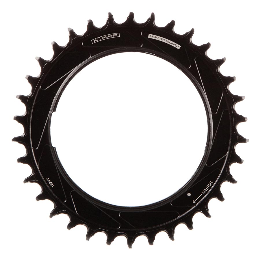 391155-06::1::391155-06::SRAM, Eagle T-Type Thread Mount 3mm Offset, Plateau, Dents: 34, Vitesses: 12, BCD: Thread Mount, Aluminium, Noir