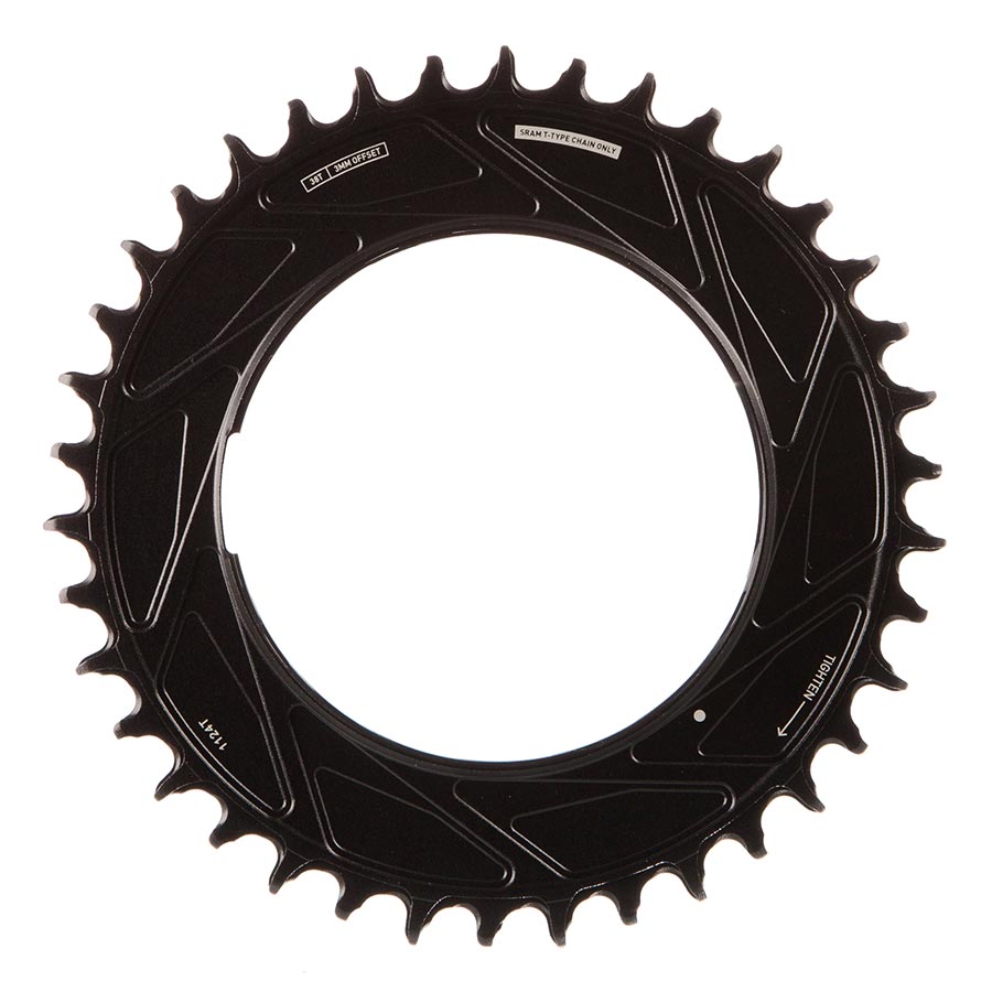 391155-08::1::391155-08::SRAM, Eagle T-Type Thread Mount 3mm Offset, Plateau, Dents: 38, Vitesses: 12, BCD: Thread Mount, Aluminium, Noir
