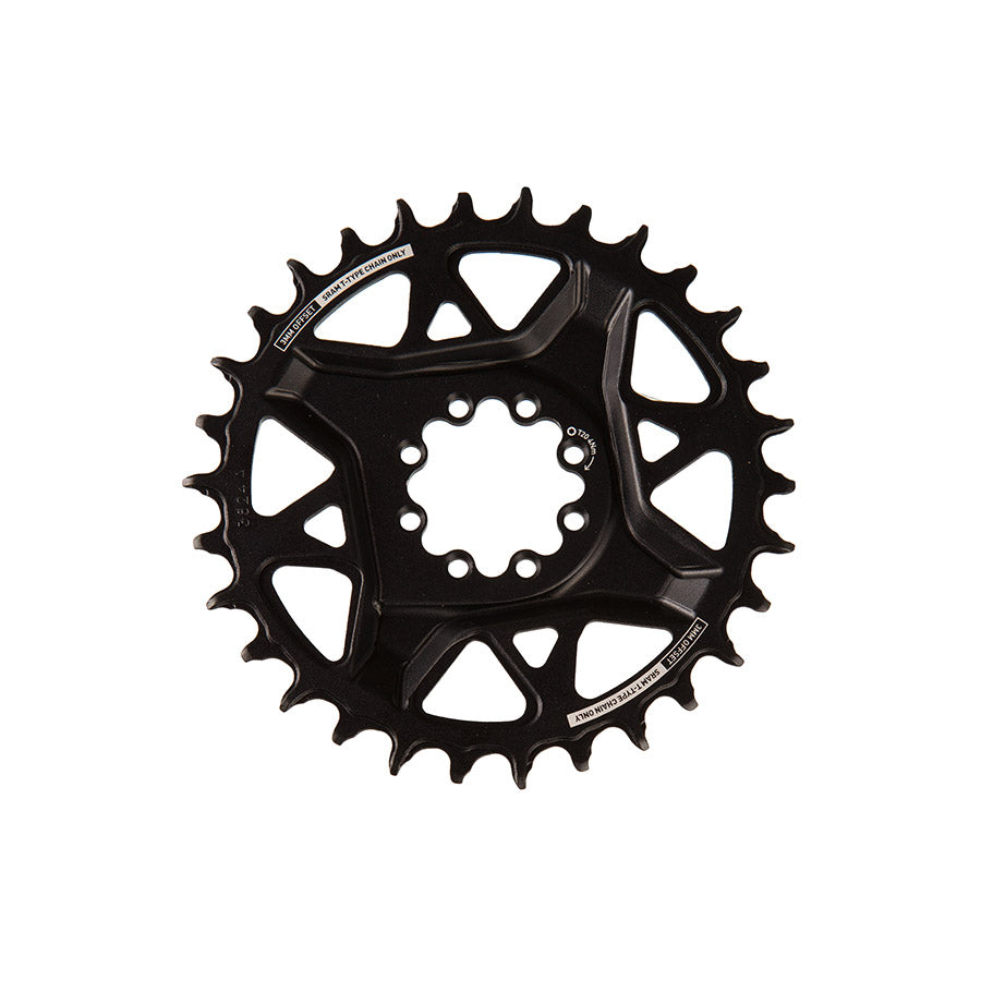391226-01::1::391226-01::SRAM, S1000 Aluminum 8 Bolt, Plateau, Dents: 30, Vitesses: 12, BCD: Direct Mount, Boulons: 8, Aluminium, Noir