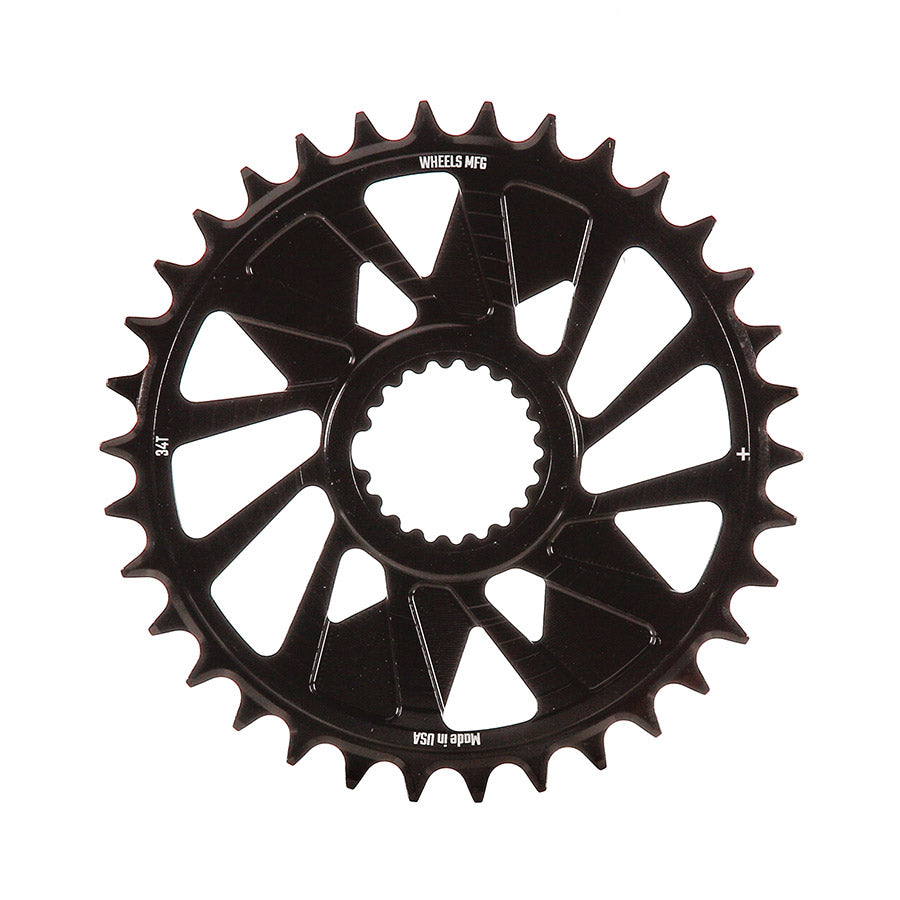 391237-04::0::391237-04::Wheels Manufacturing, Shimano DM T-Type Outboard, Plateau, Dents: 34, Vitesses: 12, BCD: Direct Mount Shimano, Mono-plateau, 7075 Aluminium, Noir