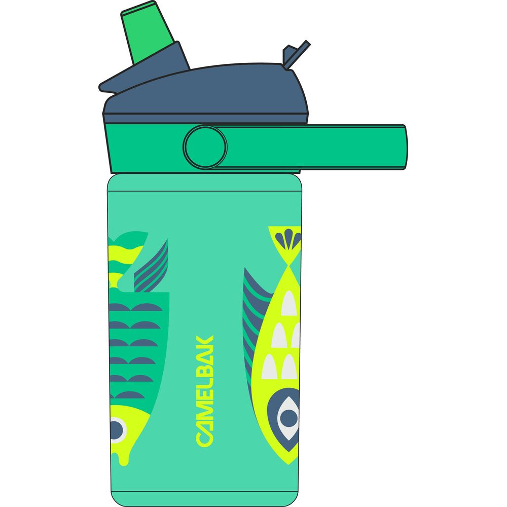 C-42474-G61-OS::0::C-42474-G61-OS::THRIVE FLIP STRAW KIDS 400ML FISH FRENZY JADE