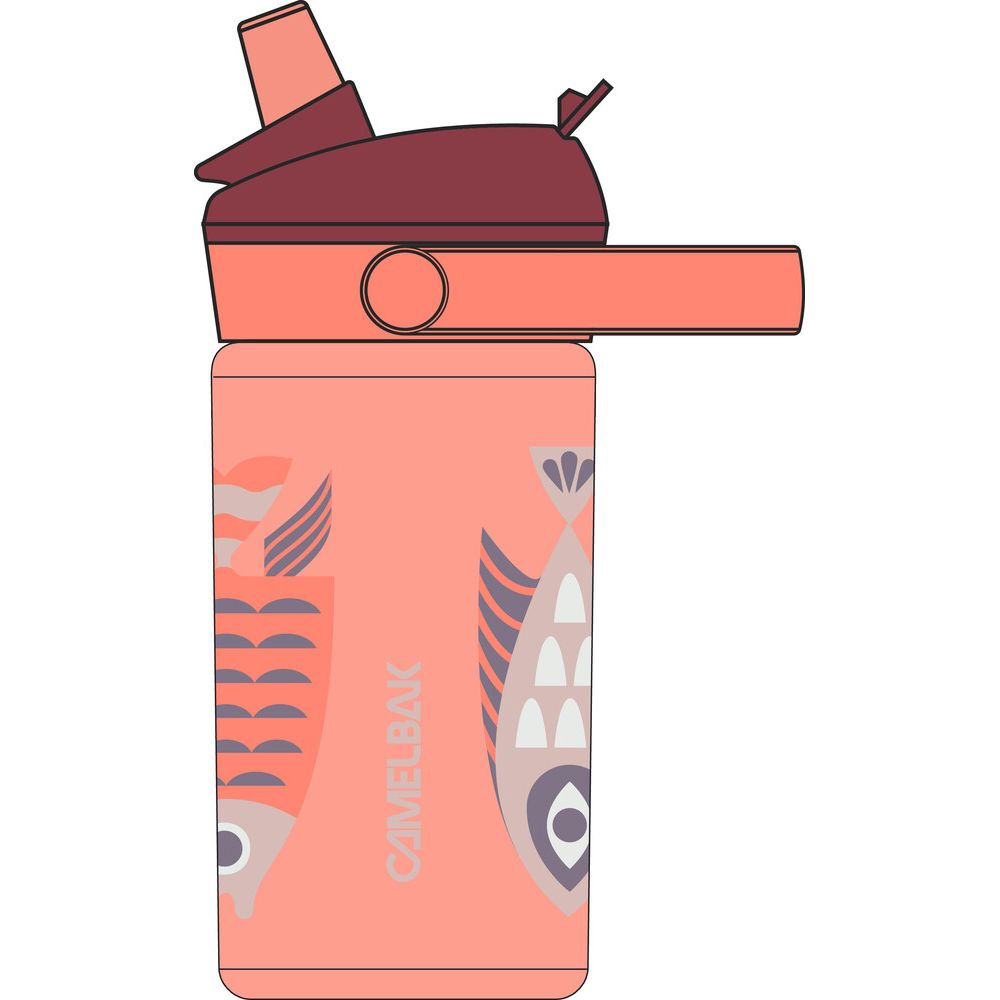 C-42474-G64-OS::0::C-42474-G64-OS::THRIVE FLIP STRAW KIDS 400ML FISH FRENZY CORAL