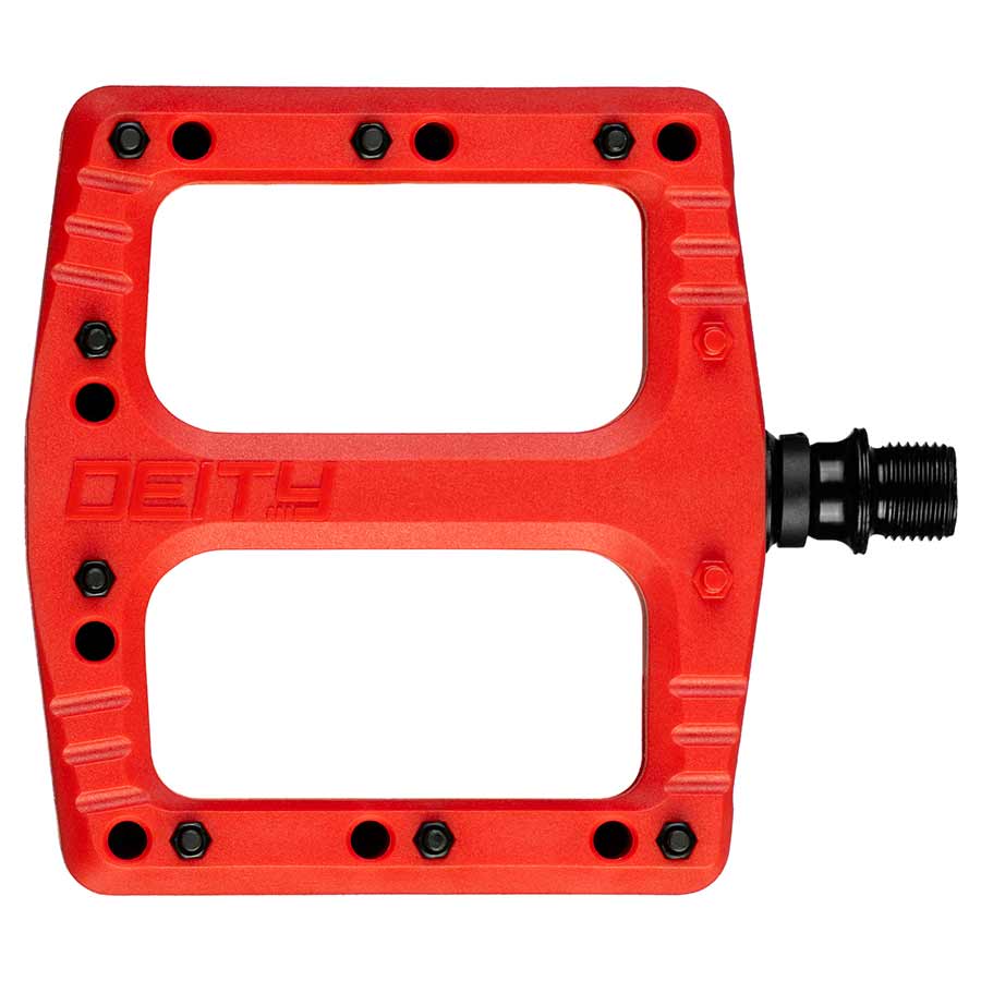450994-02::0::450994-02::Deity, Deftrap, Pédales plateformes, Corps: Nylon, Axe: Cr-Mo, Rouge, Paire