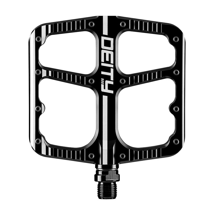 451152-01::0::451152-01::Deity, Flat Trak, Pédales plateformes, Corps: Aluminium, Axe: Cr-Mo, 9/16'', Noir, Paire