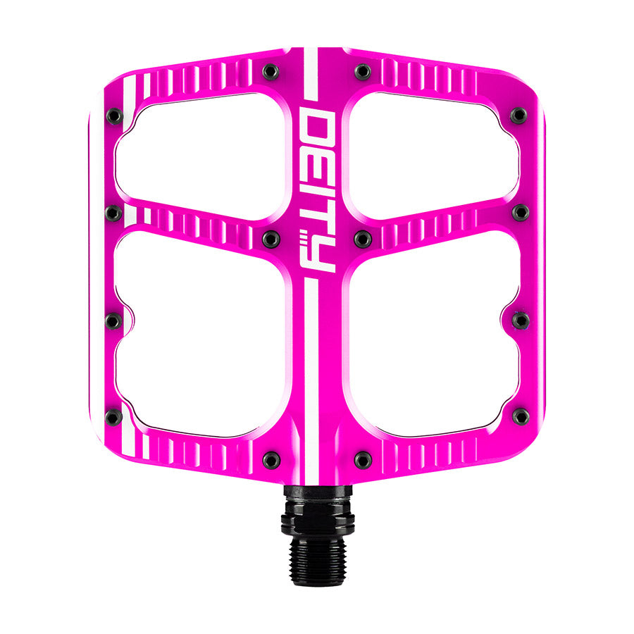 451152-08::0::451152-08::Deity, Flat Trak, Pédales plateformes, Corps: Aluminium, Axe: Cr-Mo, 9/16'', Rose, Paire