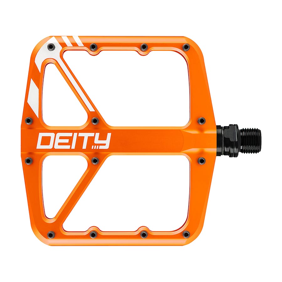 451153-05::0::451153-05::Deity, SuperVillain, Pédales plateformes, Corps: Aluminium, Axe: Cr-Mo, 9/16'', Orange, Paire