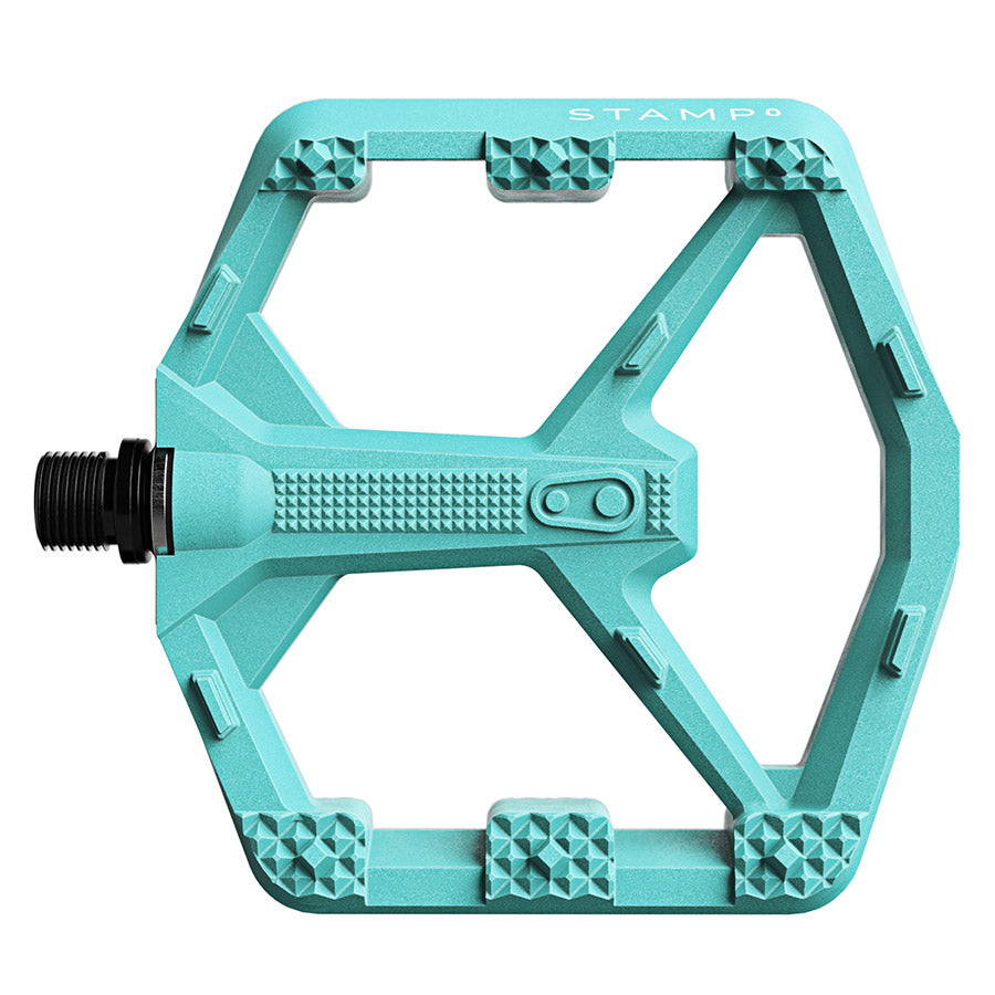 451310-02::0::451310-02::crankbrothers, STAMP 0, Pédales plateformes, Corps: Composite, Axe: Cr-Mo/Acier, 9/16'', Turquoise, Grande, Paire
