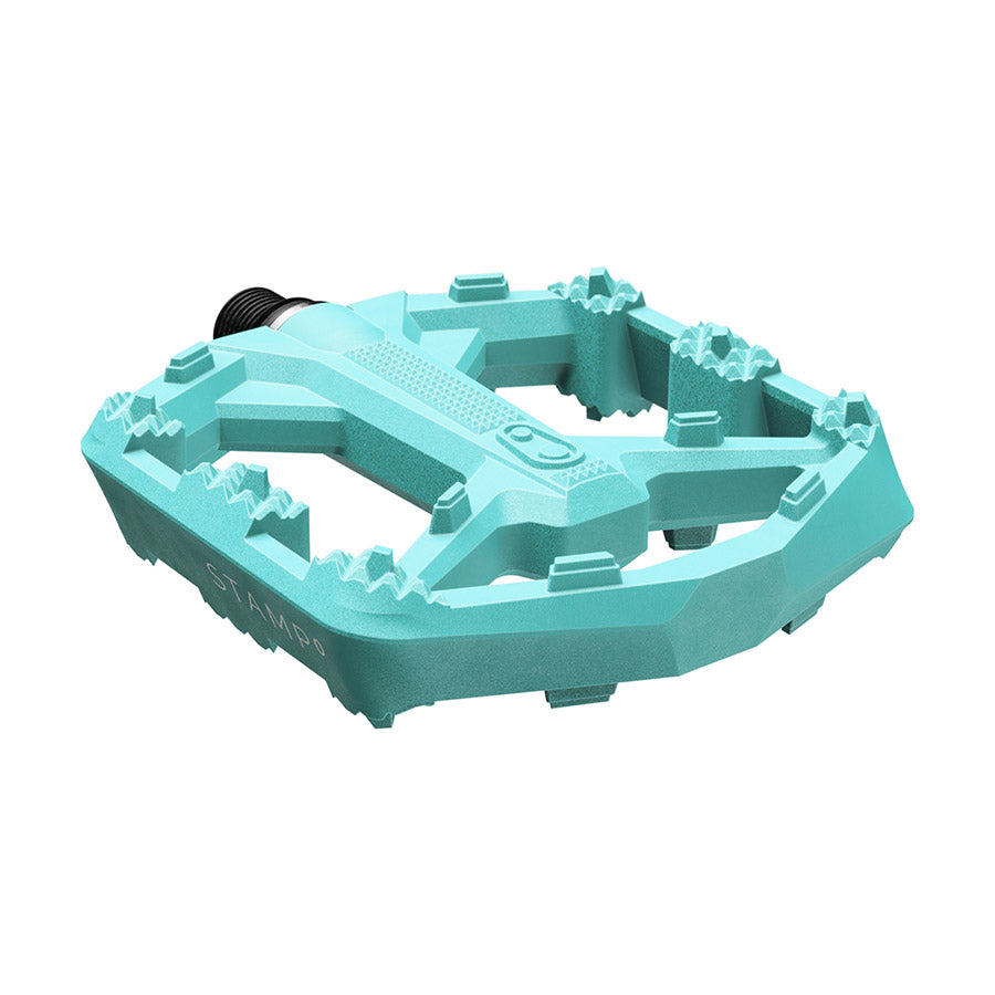 451310-06::1::451310-06::crankbrothers, STAMP 0, Pédales plateformes, Corps: Composite, Axe: Cr-Mo/Acier, 9/16'', Turquoise, Petit, Paire