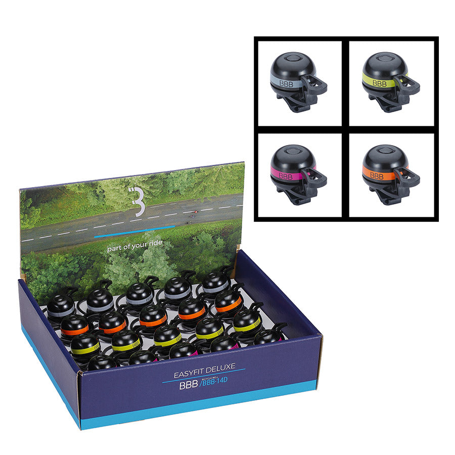 640853-01::0::640853-01::BBB Cycling, BBB-14D EasyFit Boîte présentoir, Clochette, Boite de 20, Couleurs assorties