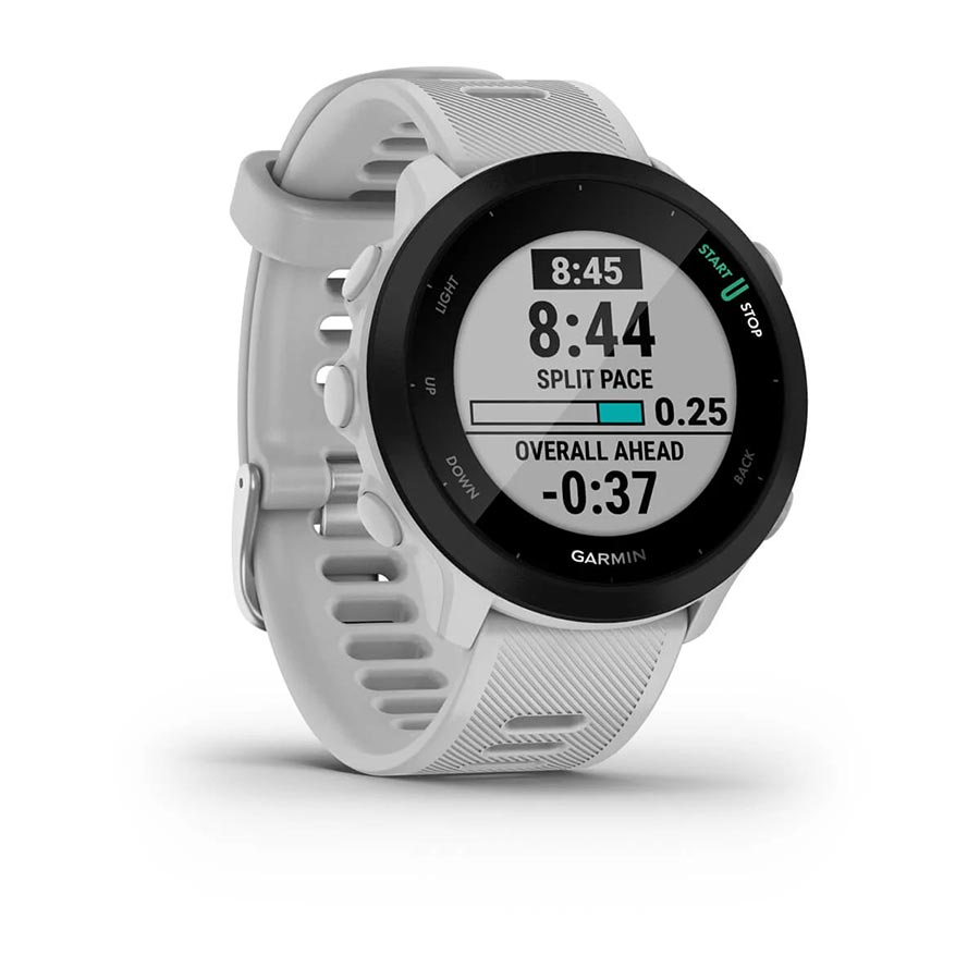 650443-02::5::650443-02::Garmin, Forerunner 55, Montre, Couleur de la montre: Pierre Blanche, Bracelet: Pierre Blanche - Silicone