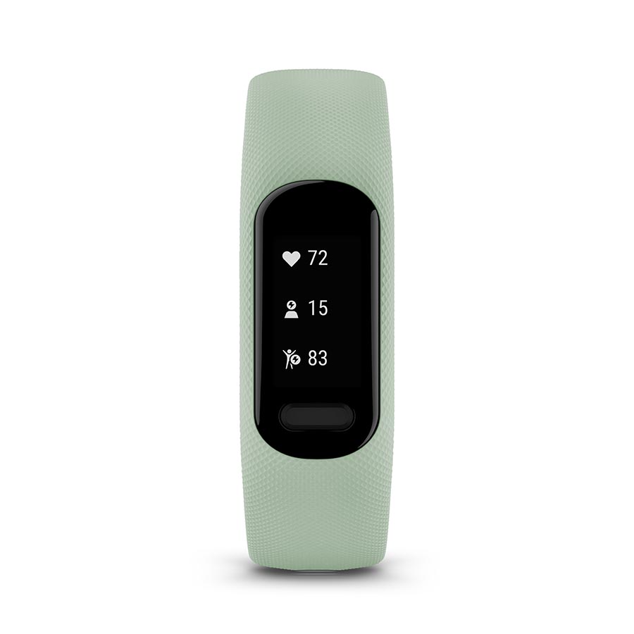 650465-01::1::650465-01::Garmin, vivosmart 5 S/M, Montre, Couleur de la montre: Noir, Bracelet: Menthe Fraîche - Silicone