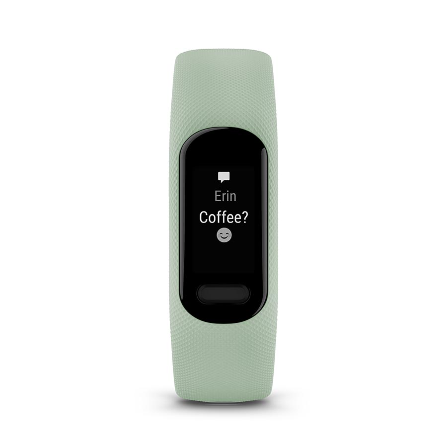650465-01::3::650465-01::Garmin, vivosmart 5 S/M, Montre, Couleur de la montre: Noir, Bracelet: Menthe Fraîche - Silicone