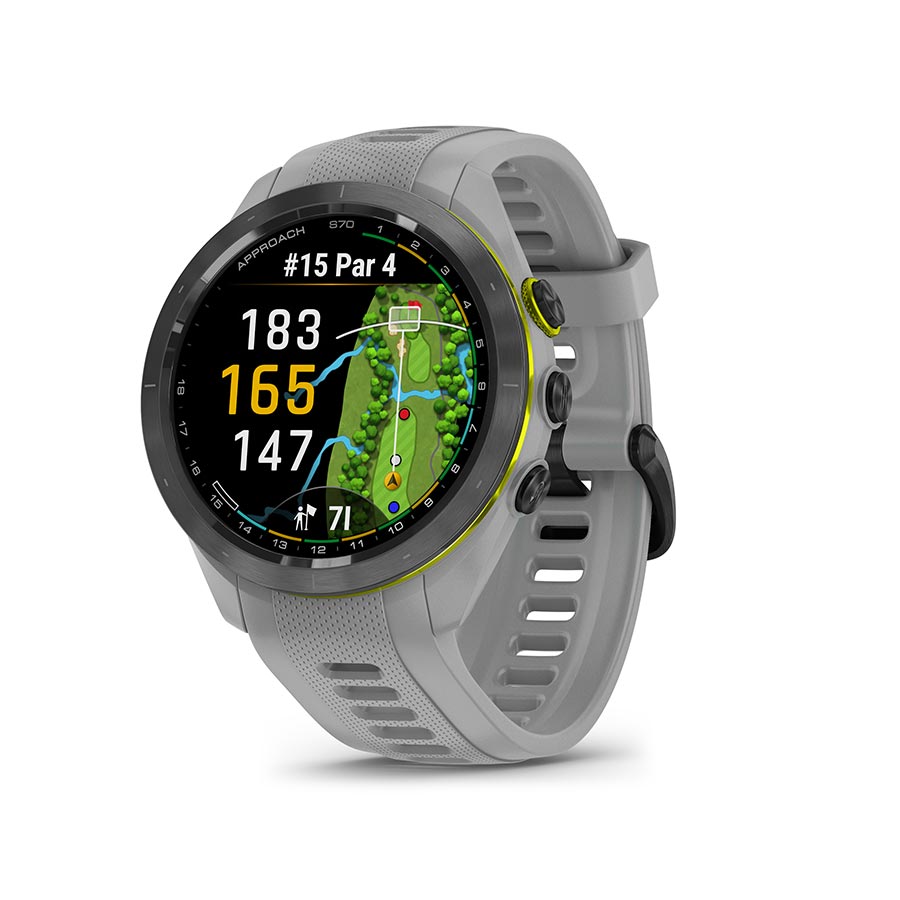 650507-01::0::650507-01::Garmin, Approach S70S, Montre, Couleur de la montre: Gris, Bracelet: Gris - Silicone