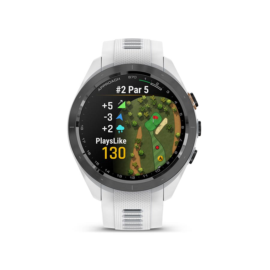 650507-02::5::650507-02::Garmin, Approach S70S, Montre, Couleur de la montre: Blanc, Bracelet: Blanc - Silicone