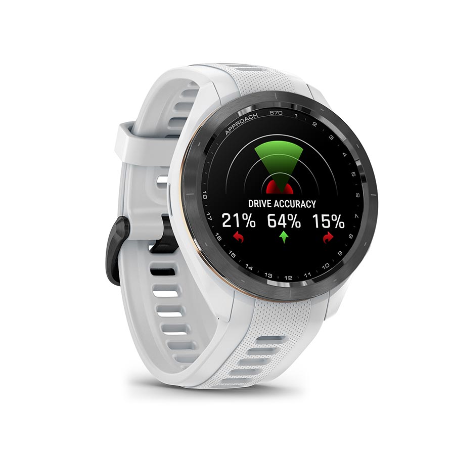 650507-02::6::650507-02::Garmin, Approach S70S, Montre, Couleur de la montre: Blanc, Bracelet: Blanc - Silicone