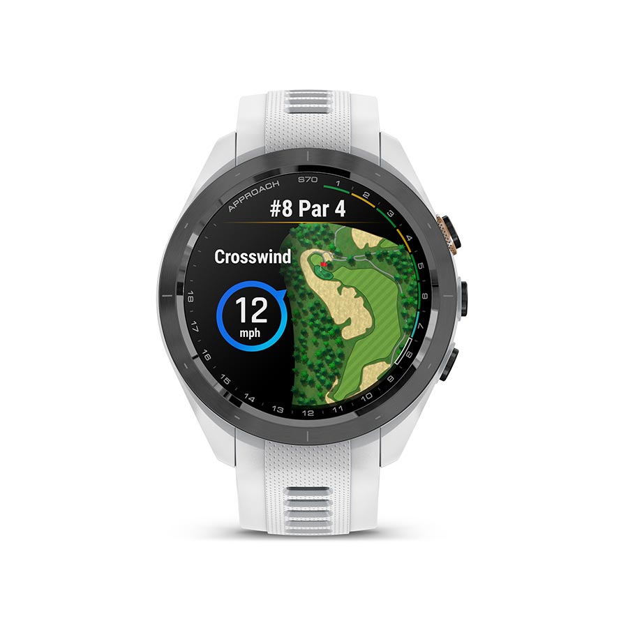 650507-02::11::650507-02::Garmin, Approach S70S, Montre, Couleur de la montre: Blanc, Bracelet: Blanc - Silicone