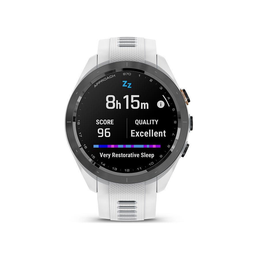 650507-02::12::650507-02::Garmin, Approach S70S, Montre, Couleur de la montre: Blanc, Bracelet: Blanc - Silicone