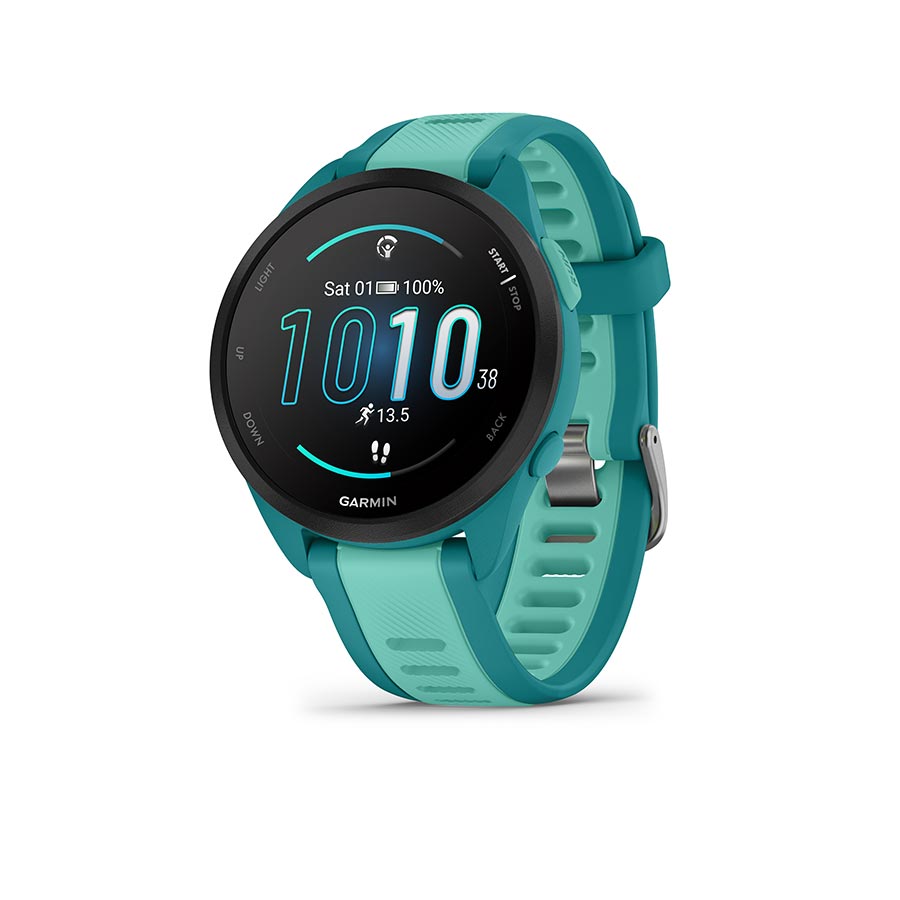 650513-02::0::650513-02::Garmin, Forerunner 165 Music, Montre, Couleur de la montre: Turquoise, Bracelet: Aqua - Silicone