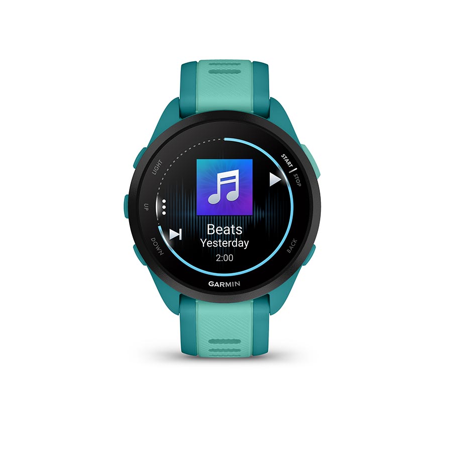 650513-02::3::650513-02::Garmin, Forerunner 165 Music, Montre, Couleur de la montre: Turquoise, Bracelet: Aqua - Silicone