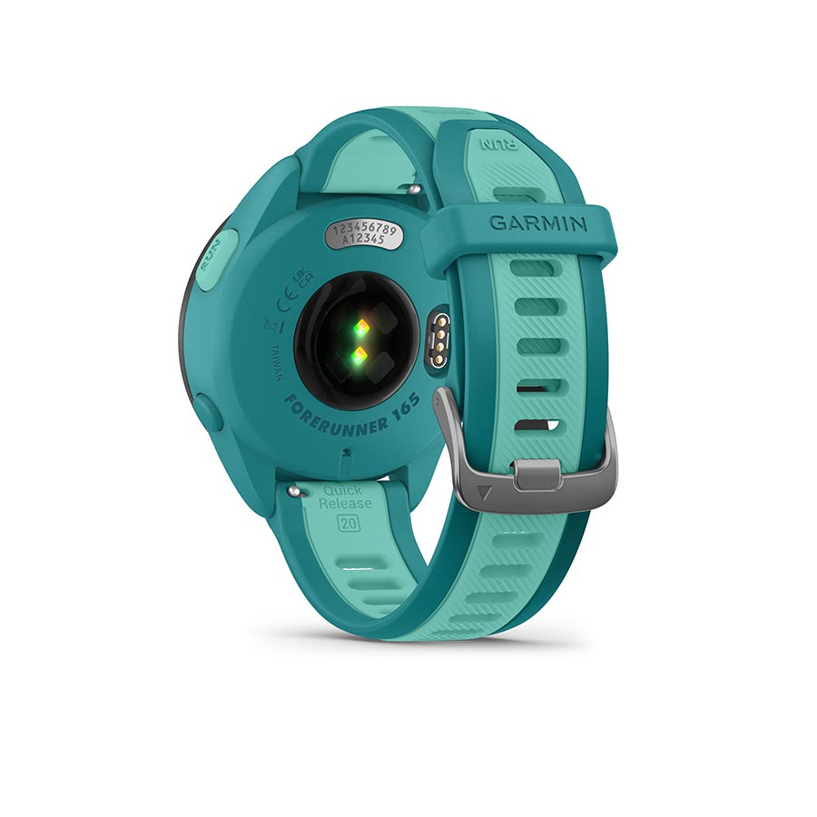 650513-02::5::650513-02::Garmin, Forerunner 165 Music, Montre, Couleur de la montre: Turquoise, Bracelet: Aqua - Silicone