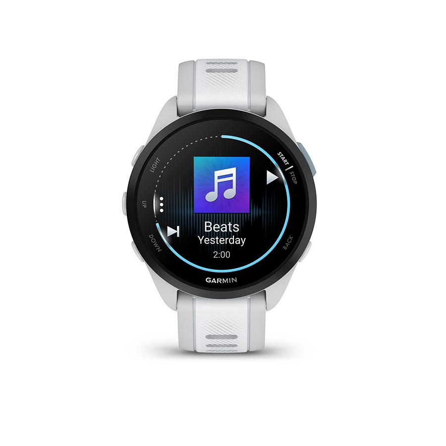 650513-03::3::650513-03::Garmin, Forerunner 165 Music, Montre, Couleur de la montre: Gris, Bracelet: Pierre Blanche - Silicone